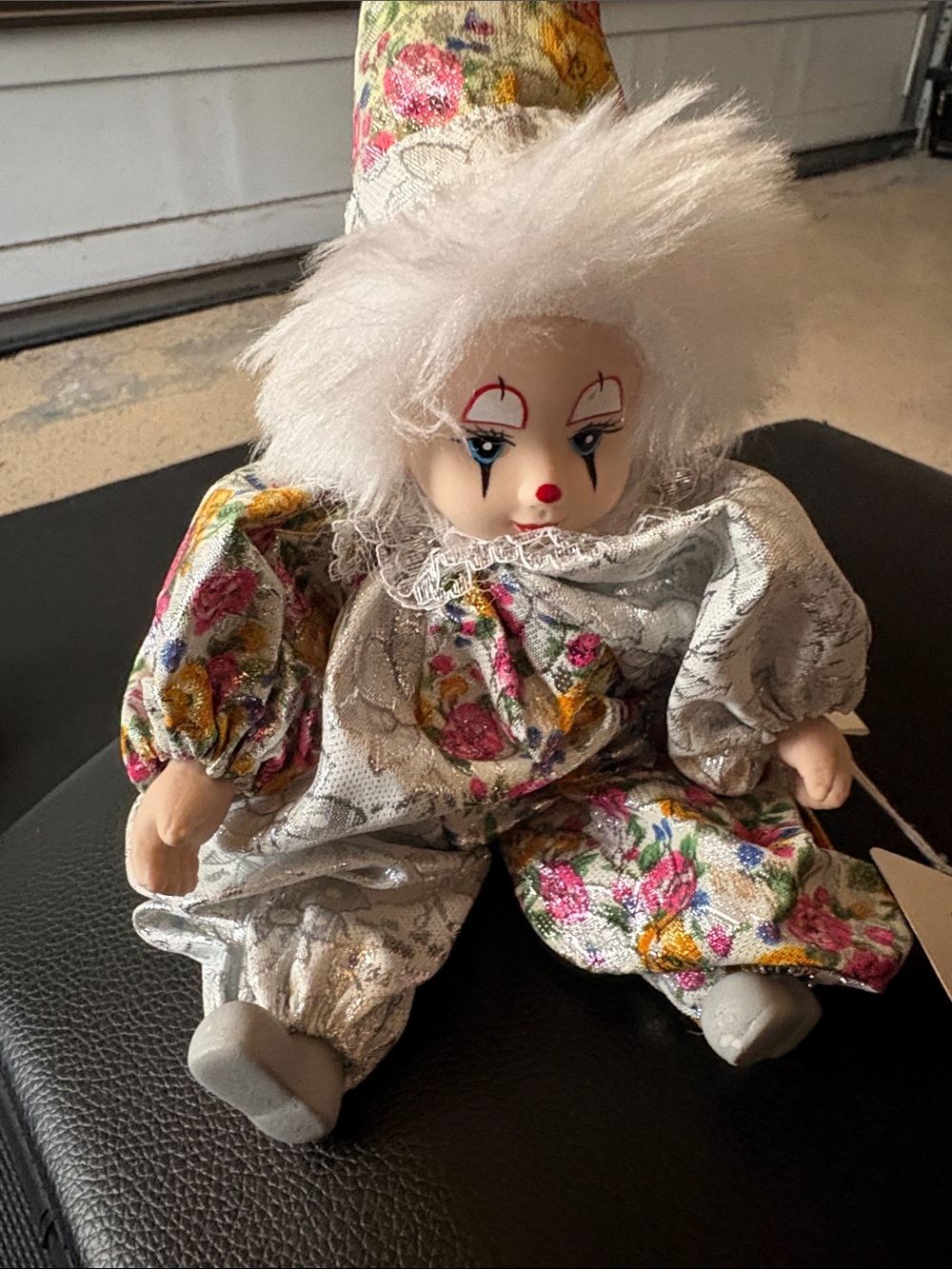 Clown Doll with Silver and Floral Outfit